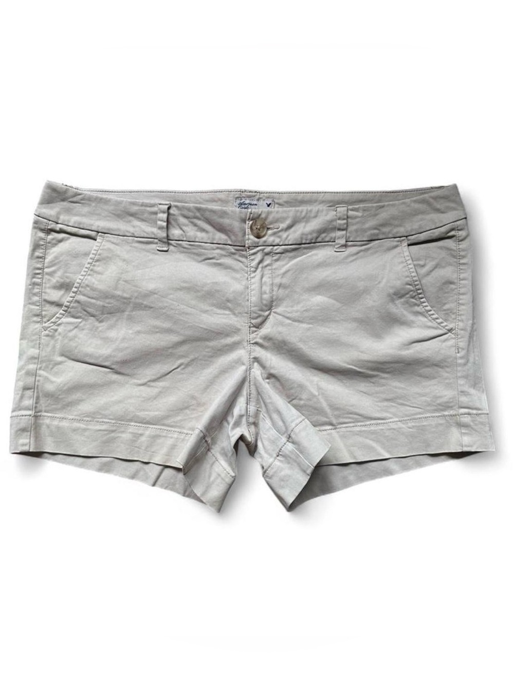 Y2K 2010s American Eagle Outfitters Women's Khaki Cotton Shorts